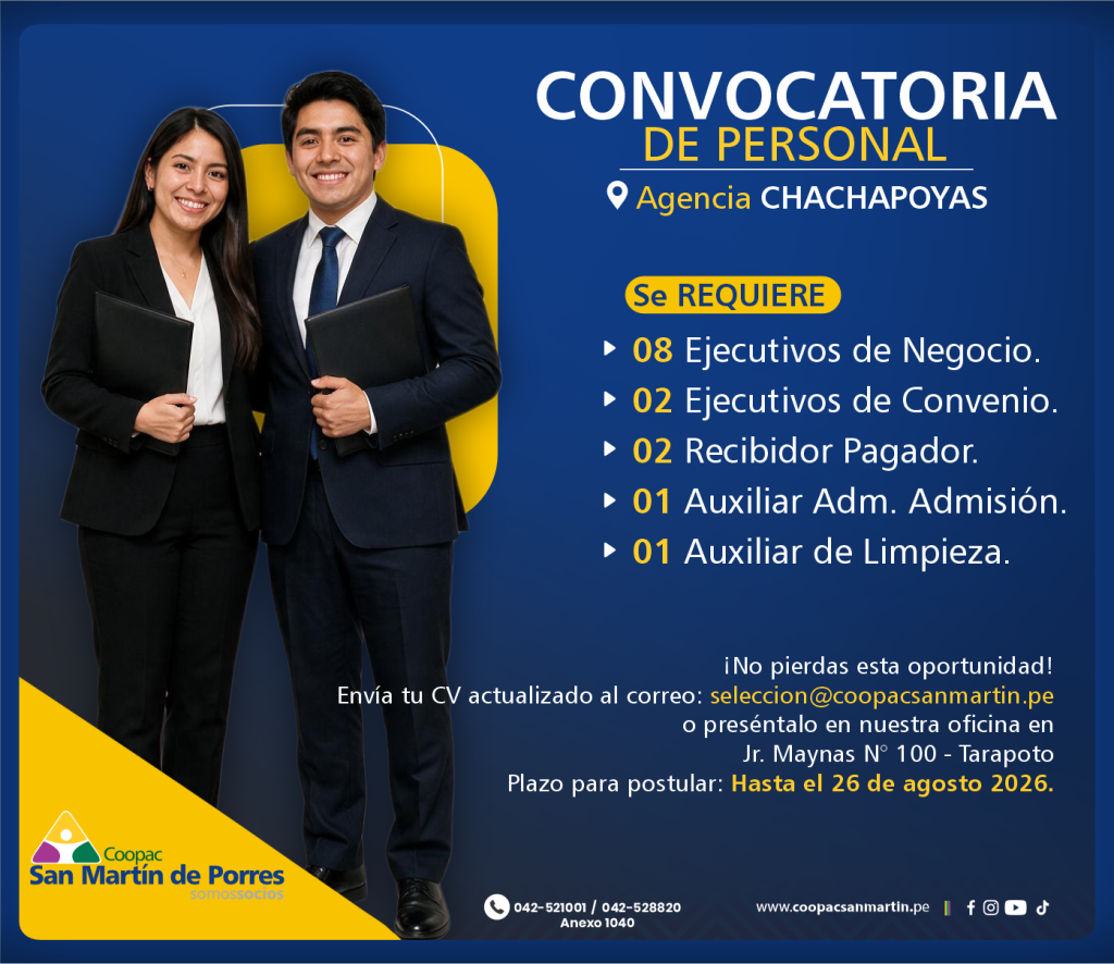 CONVOCATORIA DE PERSONAL N° 017-2026-JGTH-CACSMP