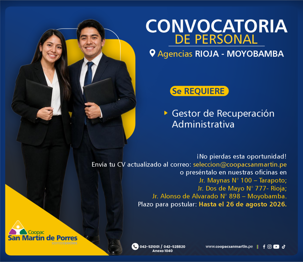 CONVOCATORIA DE PERSONAL N° 018-2026-JGTH-CACSMP